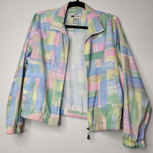 M Chunky watercolor jacket pastel Koret Windbreaker Z - Picture 2 of 10